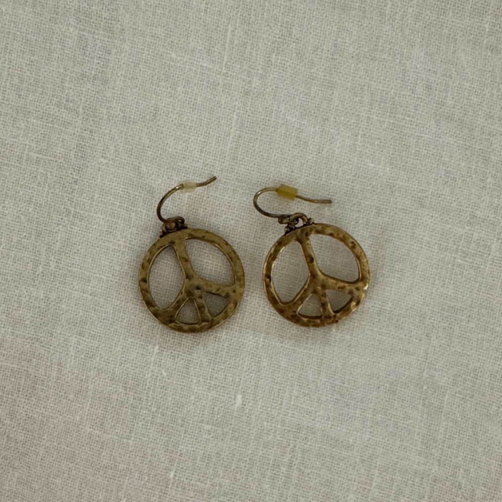 Gold Peace Sign Earrings